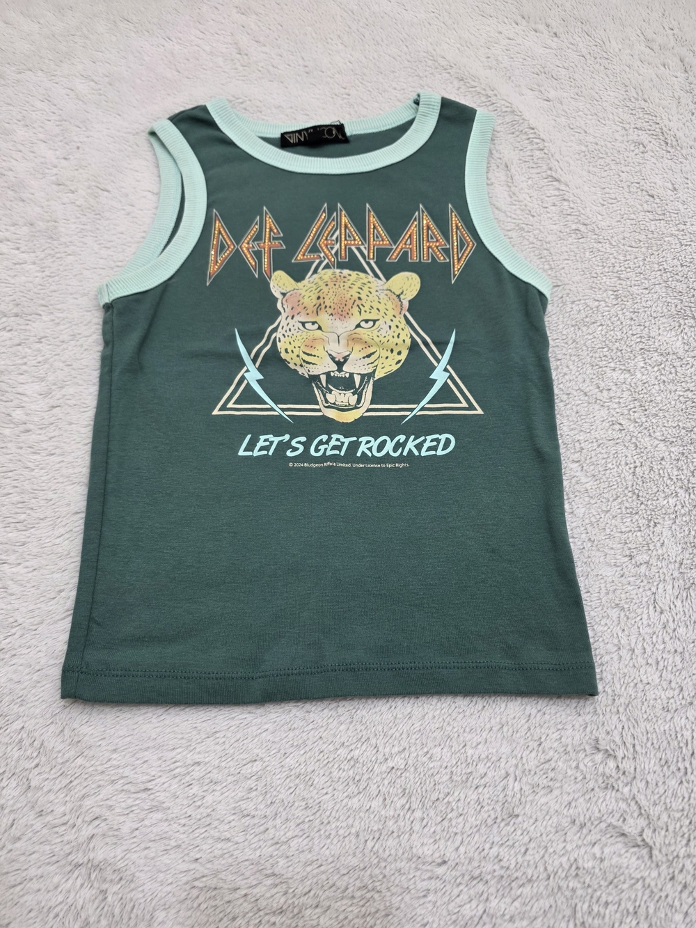 Def Leppard Green Graphic Tank Top with Mint Trim